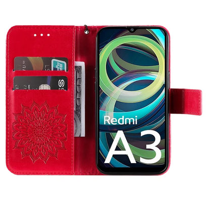 KT Imprinting Flower Series-1 For Xiaomi Redmi A3 Case Stand Function Leather Phone Cover