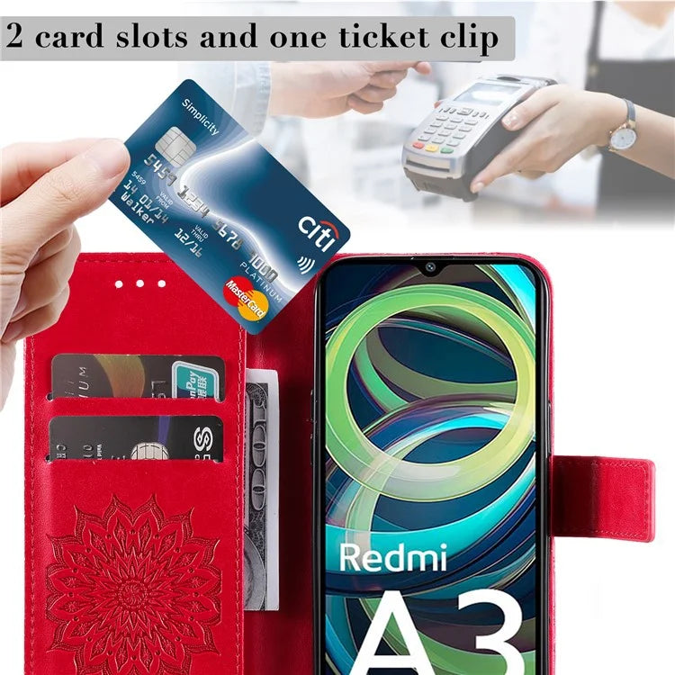 KT Imprinting Flower Series-1 For Xiaomi Redmi A3 Case Stand Function Leather Phone Cover