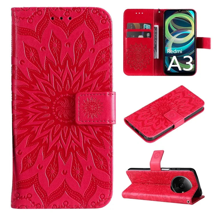 KT Imprinting Flower Series-1 For Xiaomi Redmi A3 Case Stand Function Leather Phone Cover