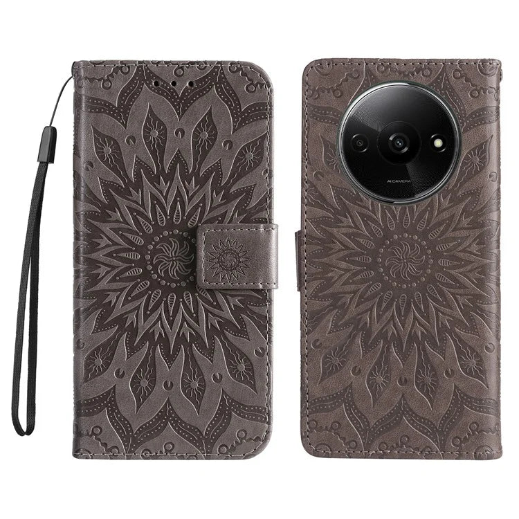 KT Imprinting Flower Series-1 For Xiaomi Redmi A3 Case Stand Function Leather Phone Cover