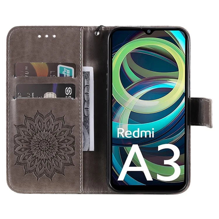 KT Imprinting Flower Series-1 For Xiaomi Redmi A3 Case Stand Function Leather Phone Cover