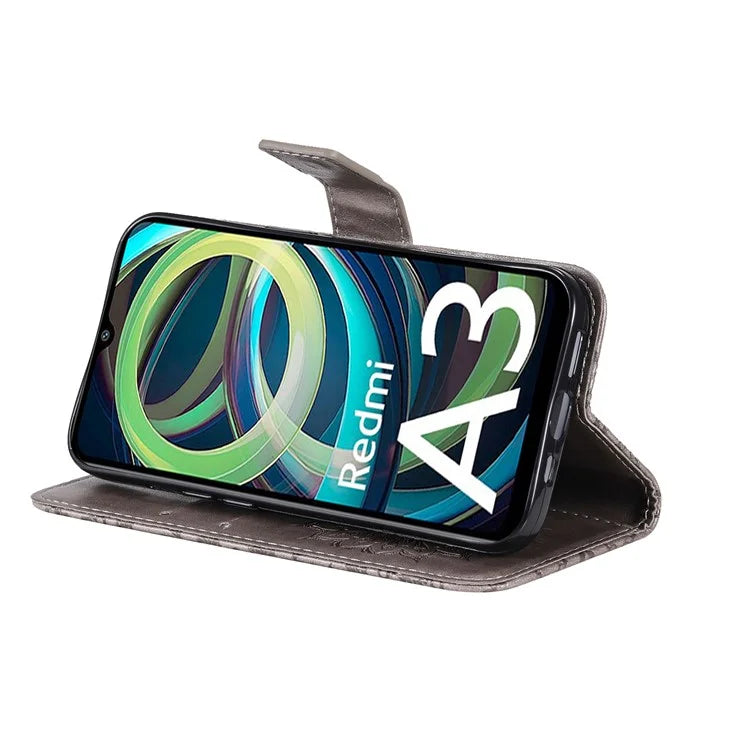 KT Imprinting Flower Series-1 For Xiaomi Redmi A3 Case Stand Function Leather Phone Cover