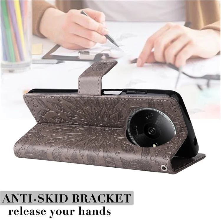 KT Imprinting Flower Series-1 For Xiaomi Redmi A3 Case Stand Function Leather Phone Cover