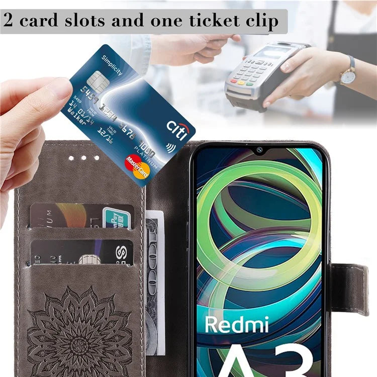 KT Imprinting Flower Series-1 For Xiaomi Redmi A3 Case Stand Function Leather Phone Cover