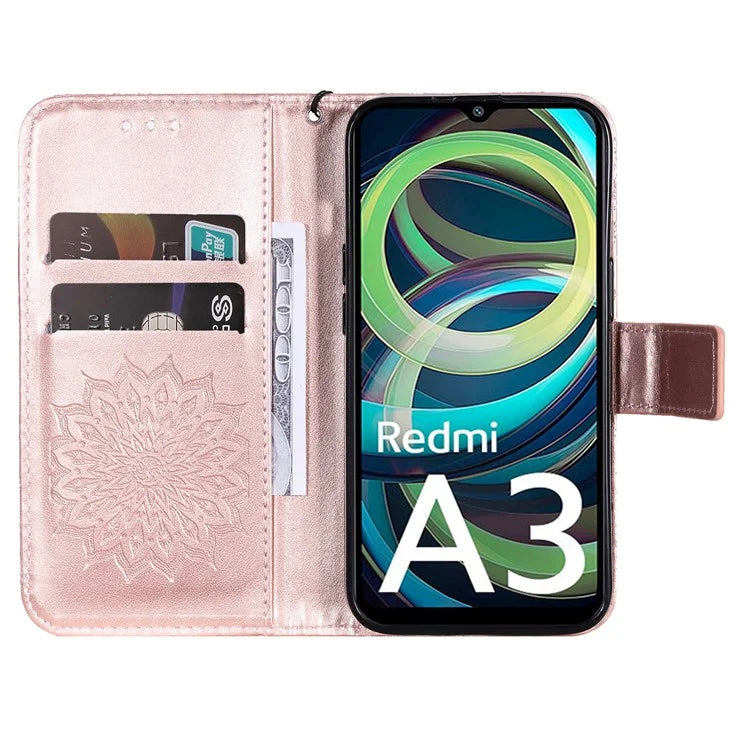 KT Imprinting Flower Series-1 For Xiaomi Redmi A3 Case Stand Function Leather Phone Cover
