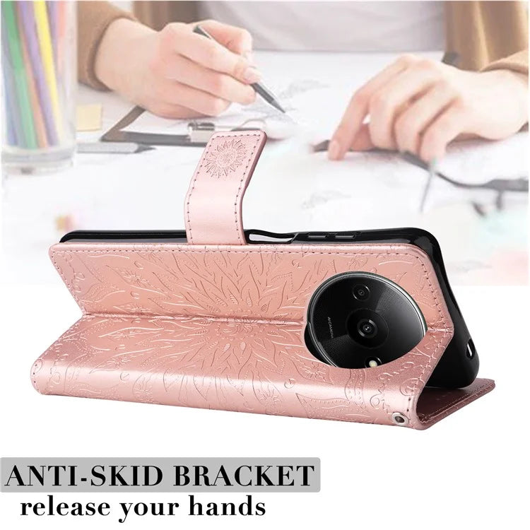 KT Imprinting Flower Series-1 For Xiaomi Redmi A3 Case Stand Function Leather Phone Cover