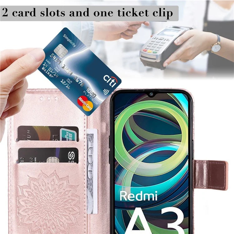 KT Imprinting Flower Series-1 For Xiaomi Redmi A3 Case Stand Function Leather Phone Cover