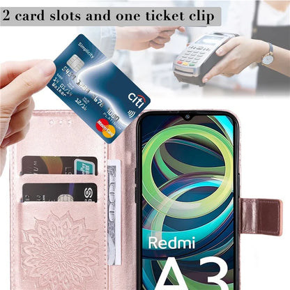 KT Imprinting Flower Series-1 For Xiaomi Redmi A3 Case Stand Function Leather Phone Cover