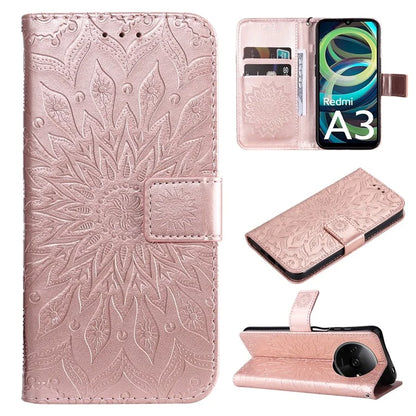 KT Imprinting Flower Series-1 For Xiaomi Redmi A3 Case Stand Function Leather Phone Cover