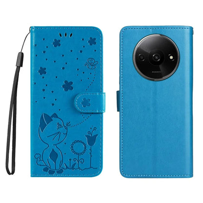 KT Imprinting Flower Series-4 For Xiaomi Redmi A3 Case PU Leather Cat Bee Pattern Phone Cover