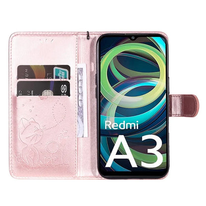 KT Imprinting Flower Series-4 For Xiaomi Redmi A3 Case PU Leather Cat Bee Pattern Phone Cover