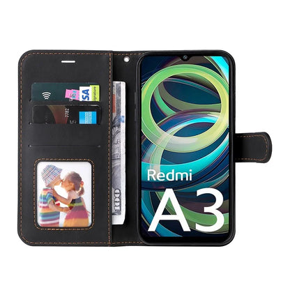 For Xiaomi Redmi A3 Case PU Leather Three-color Splicing Folio Protective Cover