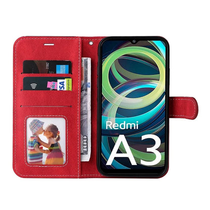 For Xiaomi Redmi A3 Case PU Leather Three-color Splicing Folio Protective Cover