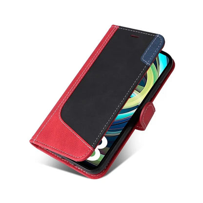 For Xiaomi Redmi A3 Case PU Leather Three-color Splicing Folio Protective Cover