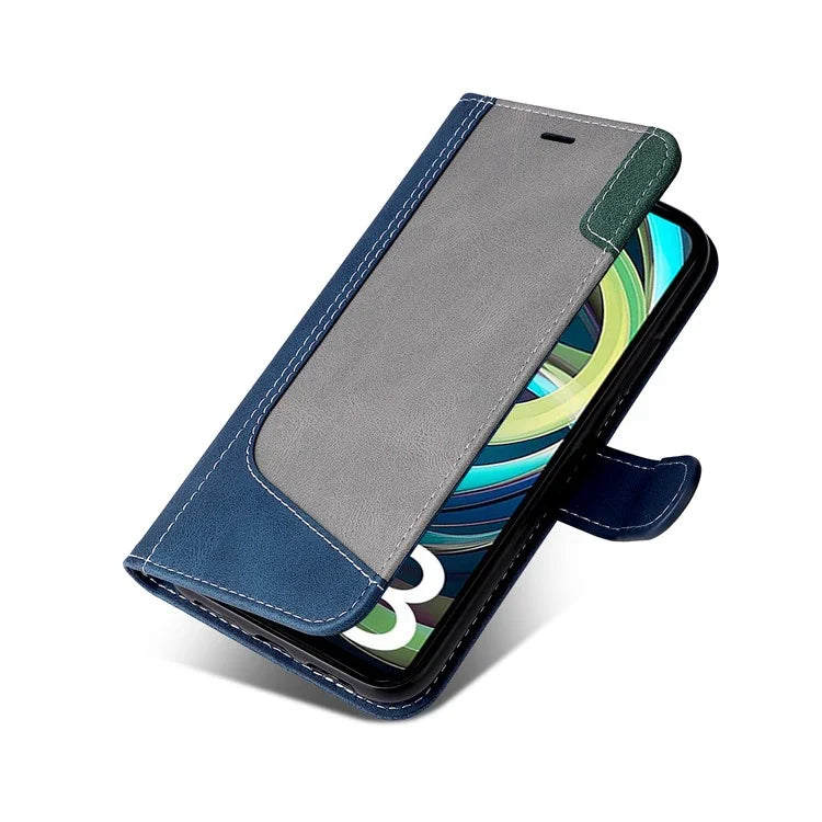 For Xiaomi Redmi A3 Case PU Leather Three-color Splicing Folio Protective Cover