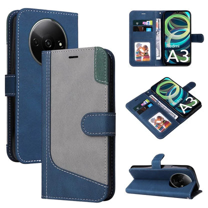 For Xiaomi Redmi A3 Case PU Leather Three-color Splicing Folio Protective Cover