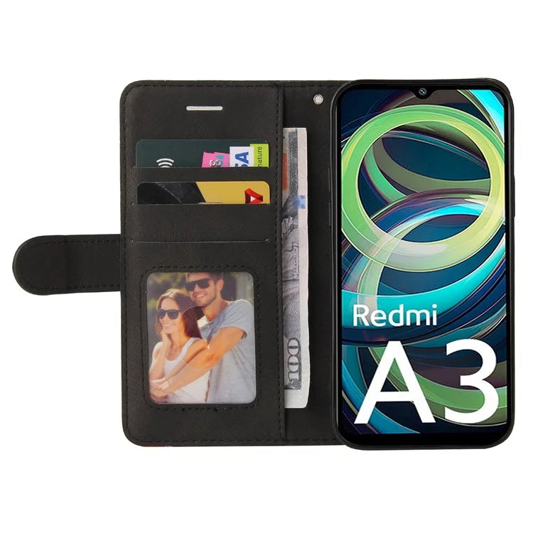 KT Leather Series-1 For Xiaomi Redmi A3 Case Color Splicing Imprinted Lines Phone Shell