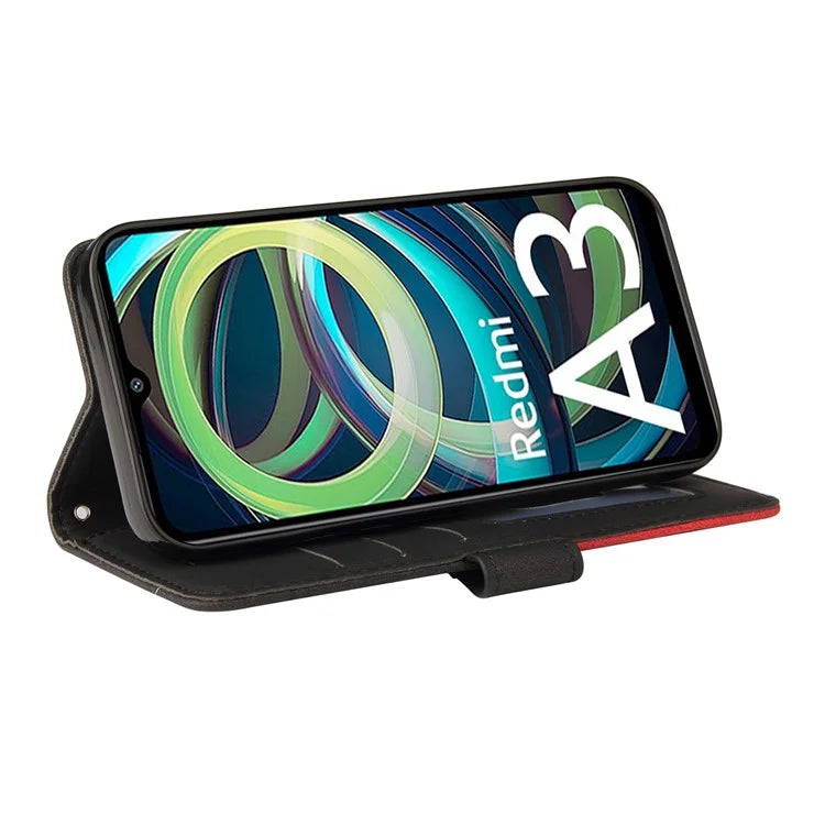 KT Leather Series-1 For Xiaomi Redmi A3 Case Color Splicing Imprinted Lines Phone Shell