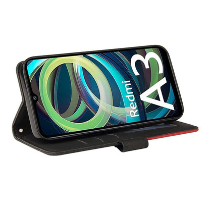 KT Leather Series-1 For Xiaomi Redmi A3 Case Color Splicing Imprinted Lines Phone Shell