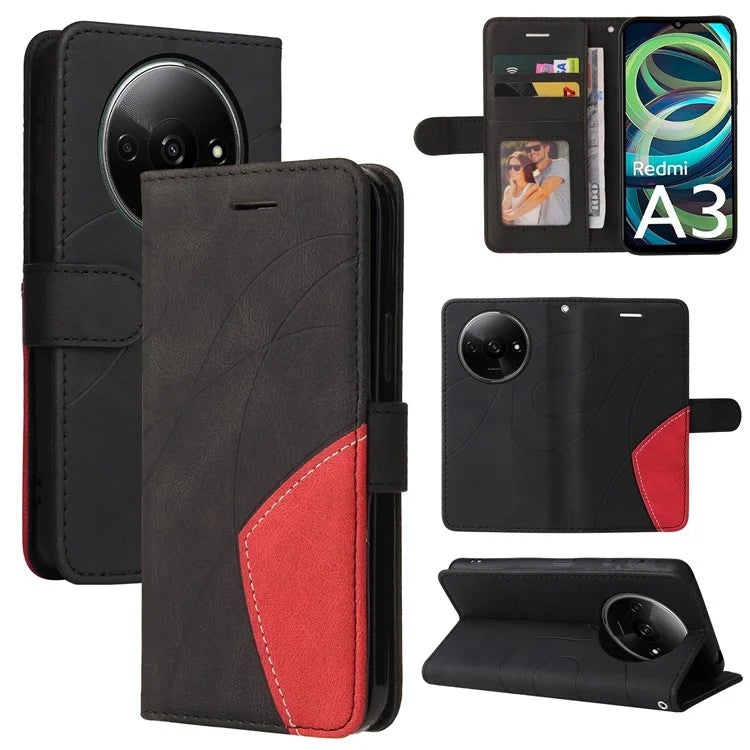 KT Leather Series-1 For Xiaomi Redmi A3 Case Color Splicing Imprinted Lines Phone Shell