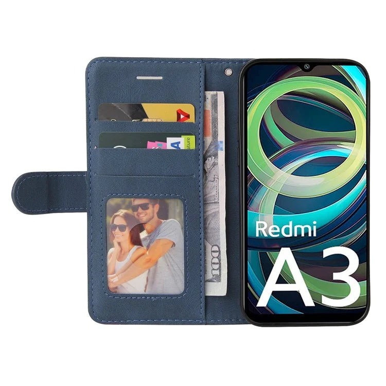 KT Leather Series-1 For Xiaomi Redmi A3 Case Color Splicing Imprinted Lines Phone Shell