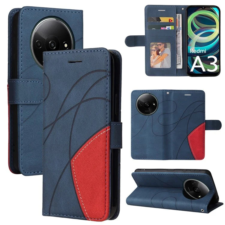 KT Leather Series-1 For Xiaomi Redmi A3 Case Color Splicing Imprinted Lines Phone Shell