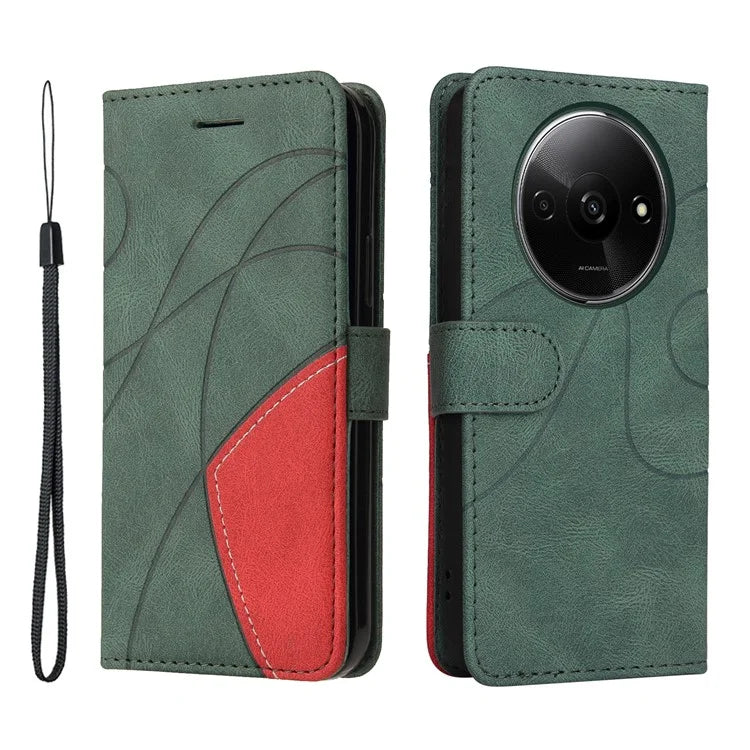 KT Leather Series-1 For Xiaomi Redmi A3 Case Color Splicing Imprinted Lines Phone Shell
