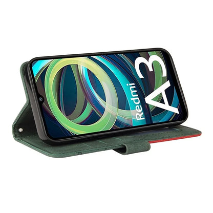 KT Leather Series-1 For Xiaomi Redmi A3 Case Color Splicing Imprinted Lines Phone Shell
