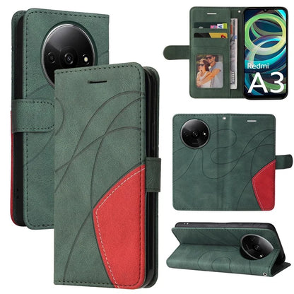 KT Leather Series-1 For Xiaomi Redmi A3 Case Color Splicing Imprinted Lines Phone Shell