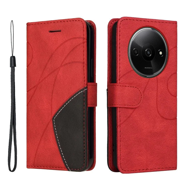 KT Leather Series-1 For Xiaomi Redmi A3 Case Color Splicing Imprinted Lines Phone Shell