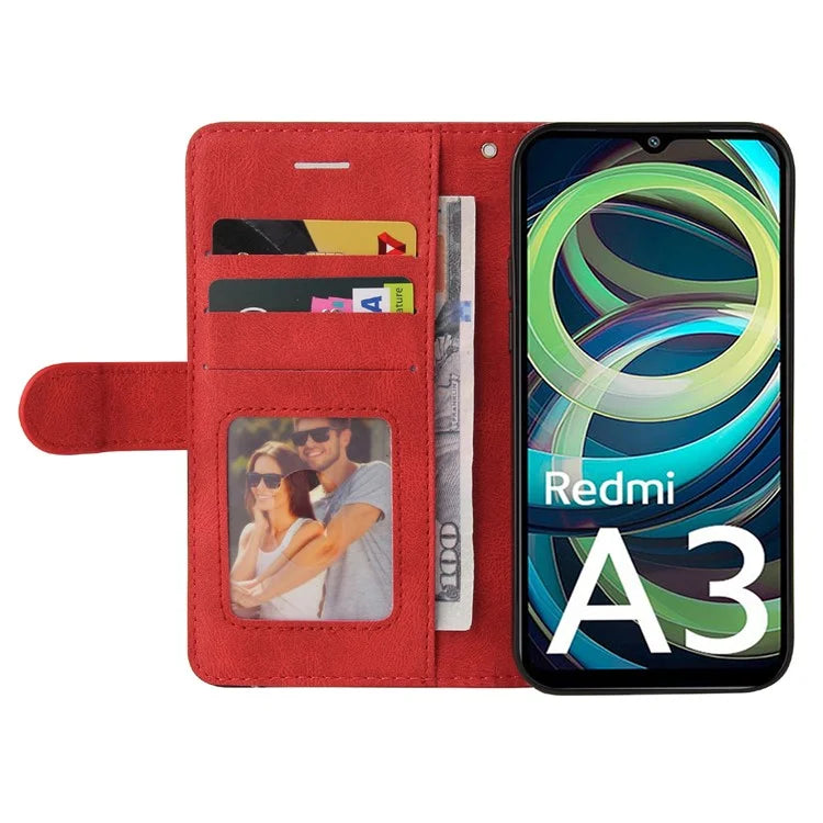 KT Leather Series-1 For Xiaomi Redmi A3 Case Color Splicing Imprinted Lines Phone Shell