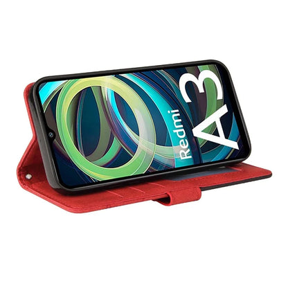 KT Leather Series-1 For Xiaomi Redmi A3 Case Color Splicing Imprinted Lines Phone Shell