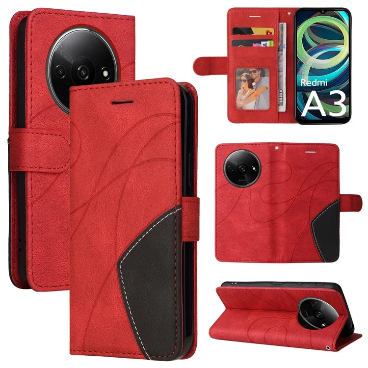 KT Leather Series-1 For Xiaomi Redmi A3 Case Color Splicing Imprinted Lines Phone Shell