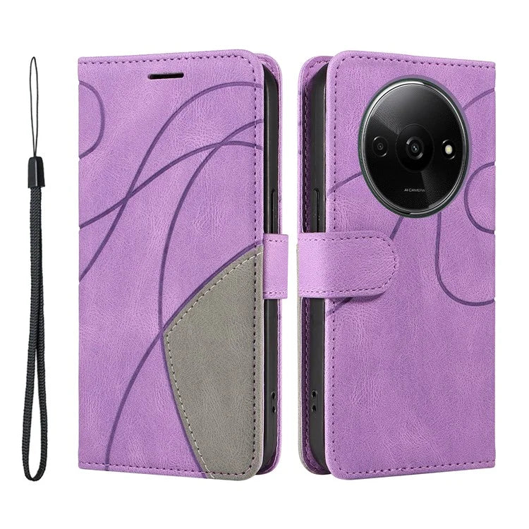 KT Leather Series-1 For Xiaomi Redmi A3 Case Color Splicing Imprinted Lines Phone Shell