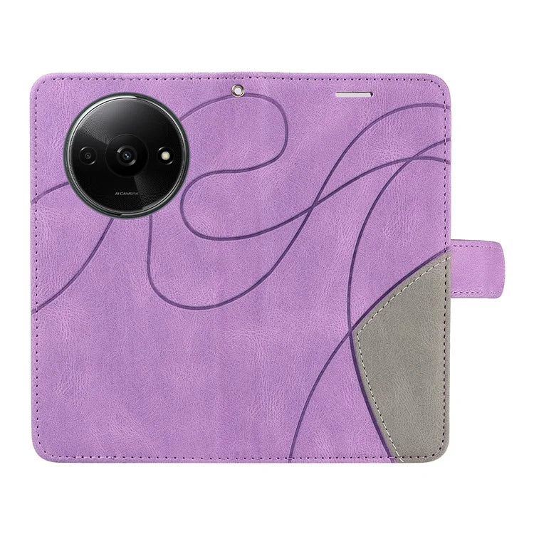 KT Leather Series-1 For Xiaomi Redmi A3 Case Color Splicing Imprinted Lines Phone Shell