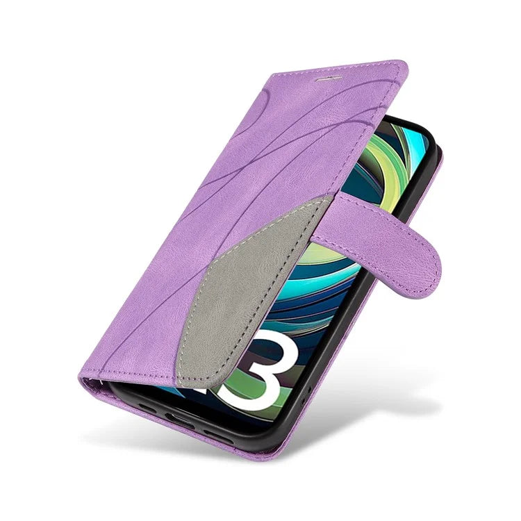 KT Leather Series-1 For Xiaomi Redmi A3 Case Color Splicing Imprinted Lines Phone Shell