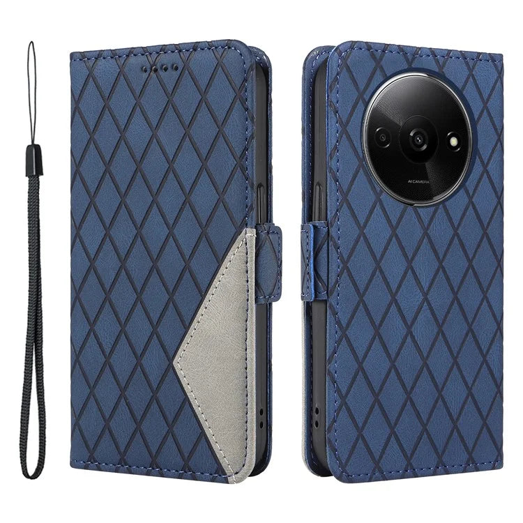 For Xiaomi Redmi A3 Magnetic Case Rhombus Pattern Leather Wallet Phone Cover