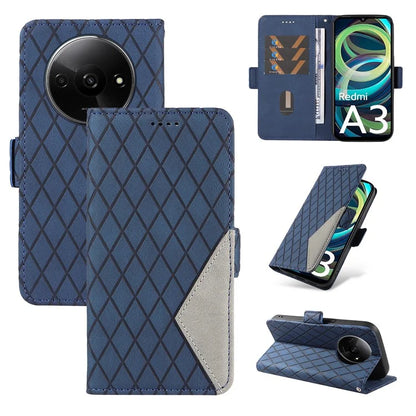 For Xiaomi Redmi A3 Magnetic Case Rhombus Pattern Leather Wallet Phone Cover