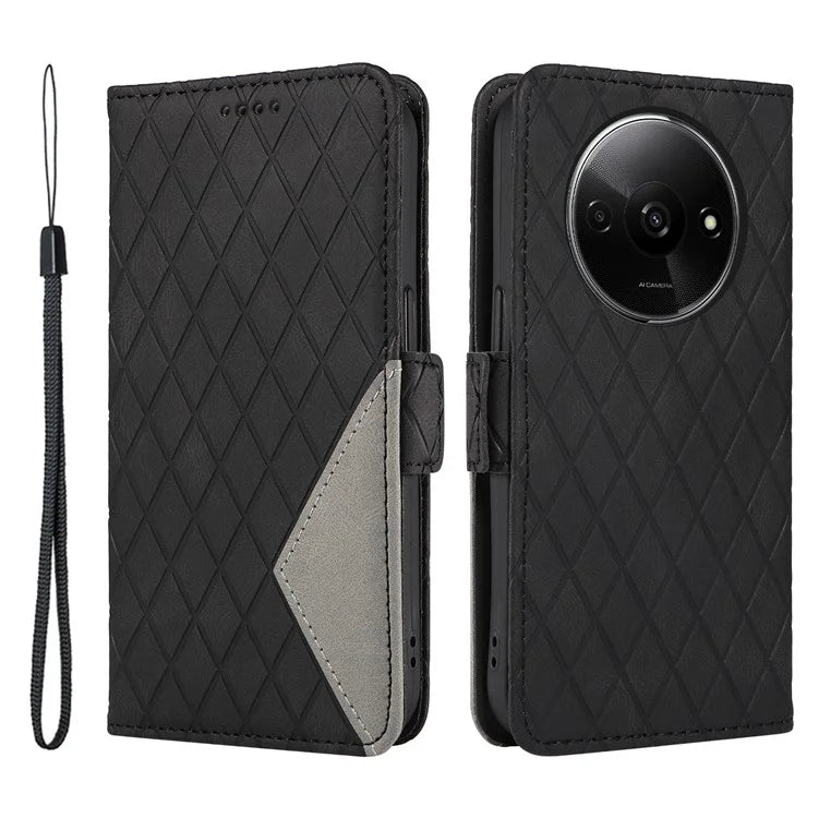 For Xiaomi Redmi A3 Magnetic Case Rhombus Pattern Leather Wallet Phone Cover