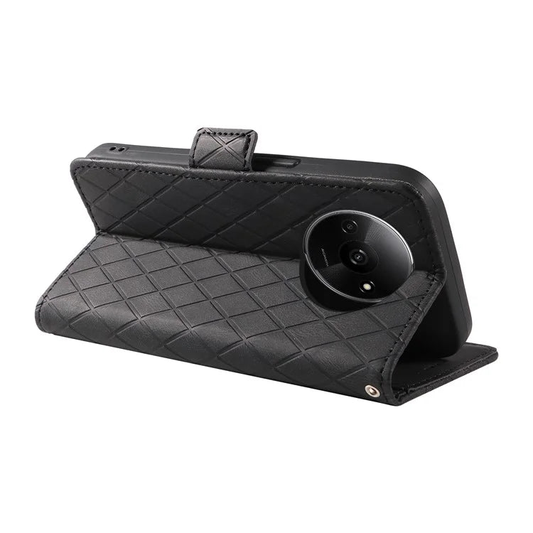 For Xiaomi Redmi A3 Magnetic Case Rhombus Pattern Leather Wallet Phone Cover