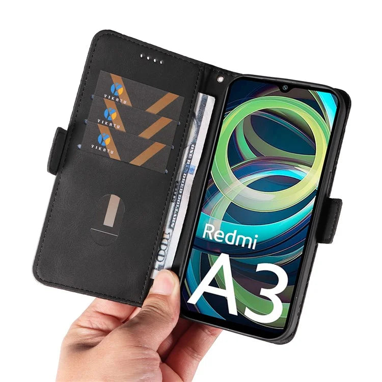 For Xiaomi Redmi A3 Magnetic Case Rhombus Pattern Leather Wallet Phone Cover