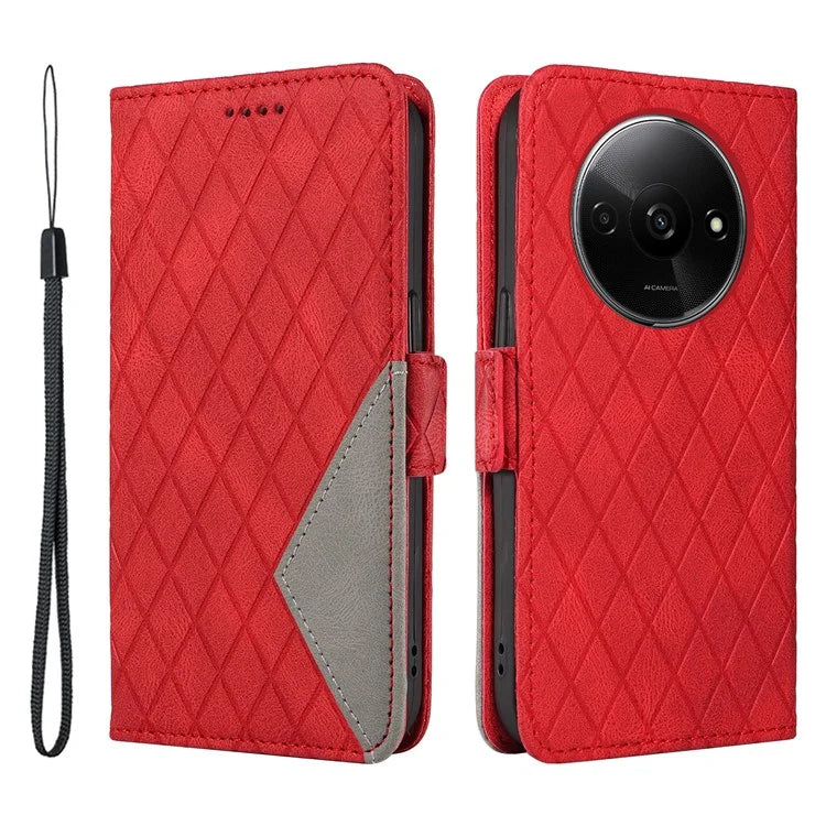 For Xiaomi Redmi A3 Magnetic Case Rhombus Pattern Leather Wallet Phone Cover