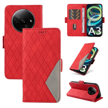 For Xiaomi Redmi A3 Magnetic Case Rhombus Pattern Leather Wallet Phone Cover