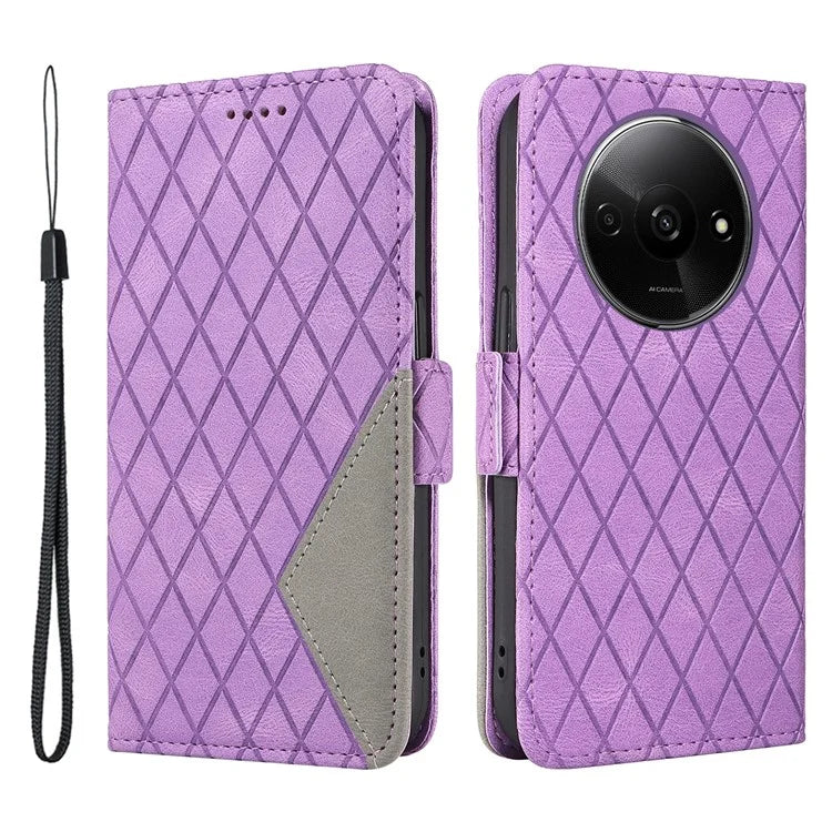 For Xiaomi Redmi A3 Magnetic Case Rhombus Pattern Leather Wallet Phone Cover