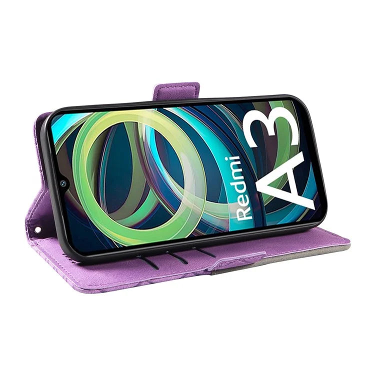 For Xiaomi Redmi A3 Magnetic Case Rhombus Pattern Leather Wallet Phone Cover