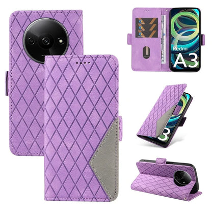 For Xiaomi Redmi A3 Magnetic Case Rhombus Pattern Leather Wallet Phone Cover