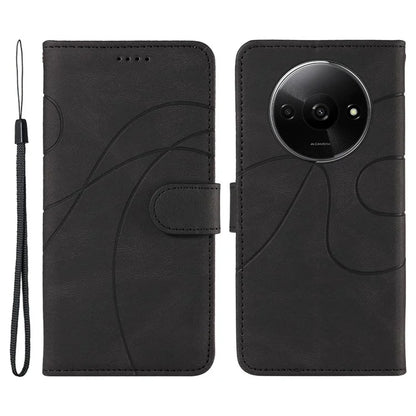 For Xiaomi Redmi A3 Phone Case Imprinted Curved Line Leather Flip Cover