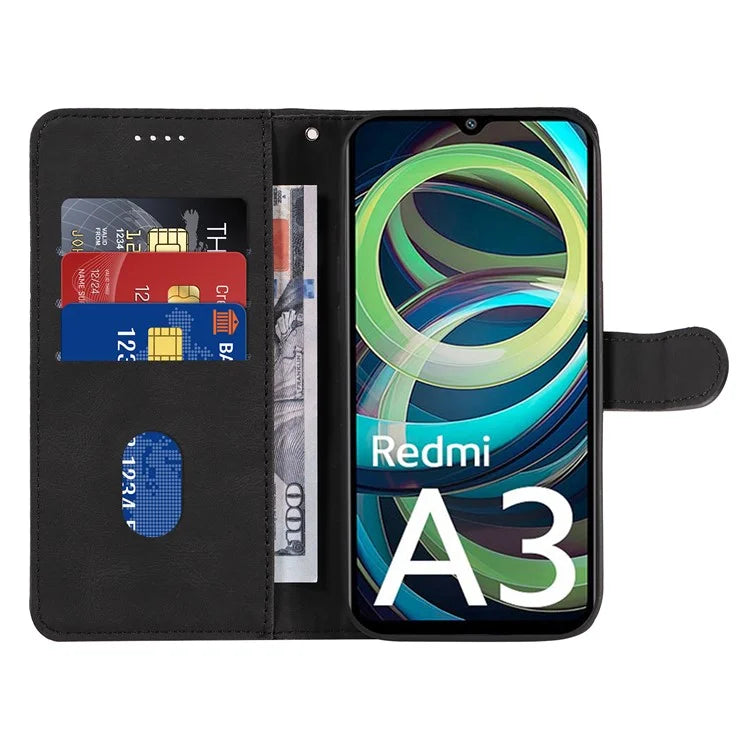 For Xiaomi Redmi A3 Phone Case Imprinted Curved Line Leather Flip Cover