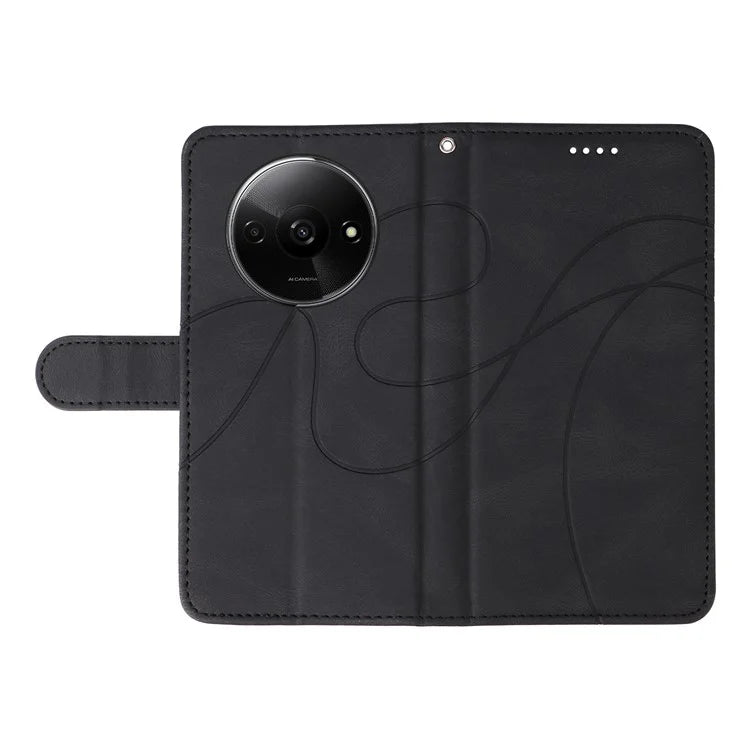 For Xiaomi Redmi A3 Phone Case Imprinted Curved Line Leather Flip Cover