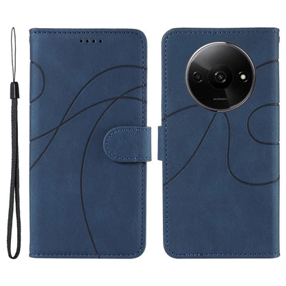 For Xiaomi Redmi A3 Phone Case Imprinted Curved Line Leather Flip Cover